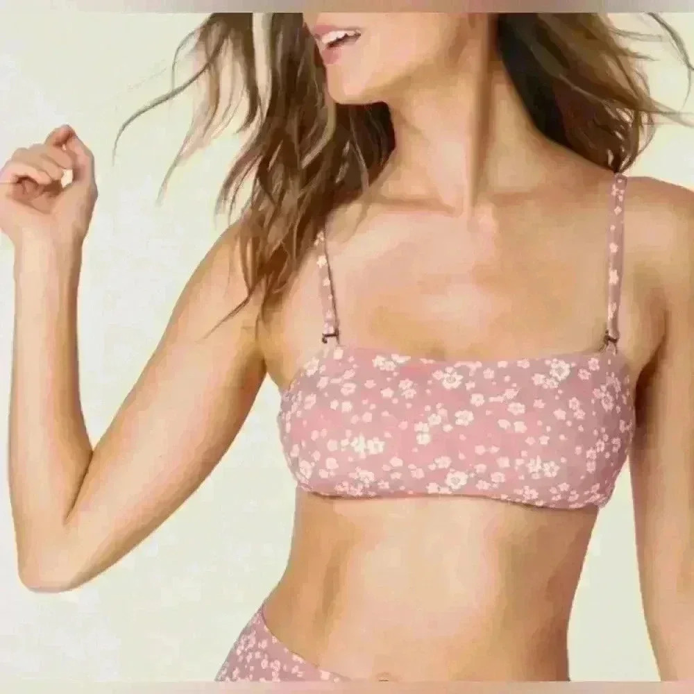 $70 Andie Swim Bora Bora‎ Top Ditsy Floral Rose Pink Size Feminine Girly Dainty - Picture 4 of 4